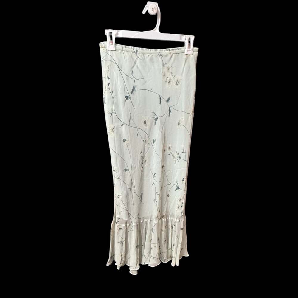 Vintage Floral Two-Piece Set Chiffon Ruffle Sleeveless Top and Midi Skirt - Picture 2 of 4